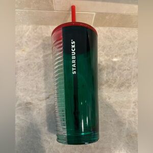 Starbucks Emerald Green Cold Cup Tumbler with Crimson Lid